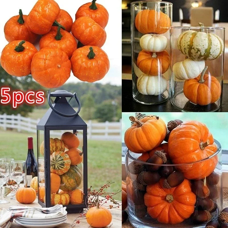 Photography Year - 5Pcs Mini Artificial Foam Pumpkins Halloween