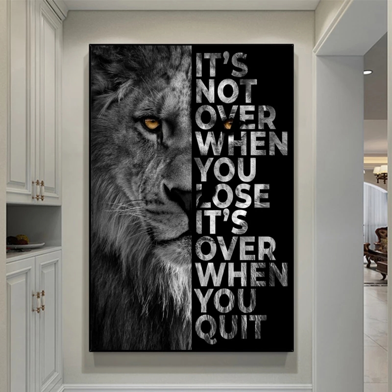 Photography Types - Wild Lion Letter Motivational Quote Art